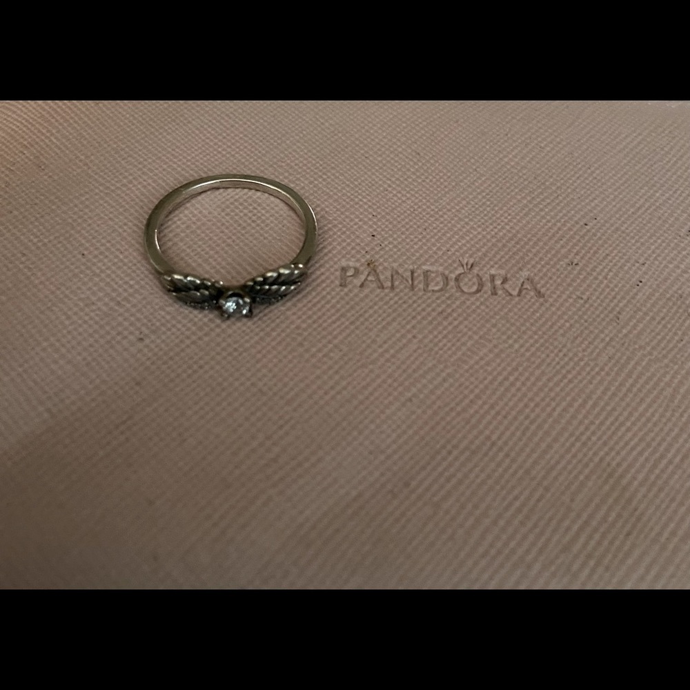 Authentic Pandora Sparkling Angel Wings Ring
